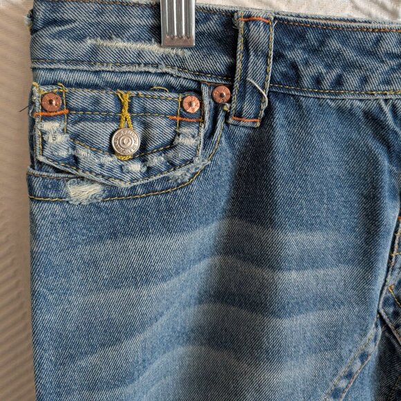 True Religion Joey Distressed Mini Jean Skirt Size 29 Low rise Y2K Festival - Picture 6 of 14